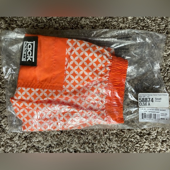 Men’s Small NWT Jack Adams Oswego Swim Trunk Orange - Picture 6 of 9